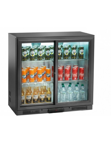 Frigorifero Bibite Retrobanco Nero 2 Porte Scorrevoli Altezza 84cm