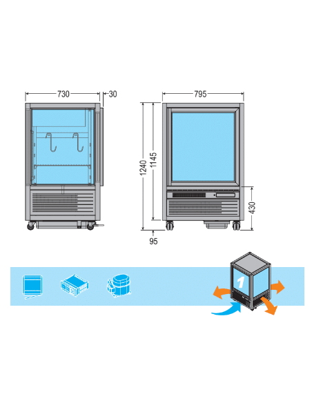Frigo Vetrina Refrigerata Carne - 4 Lati Vetro - MEAT276