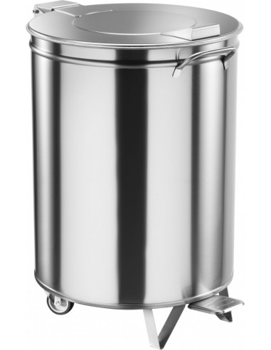 Portarifiuti Cilindrico Inox con Pedale 50Lt Diametro 39x60h cm