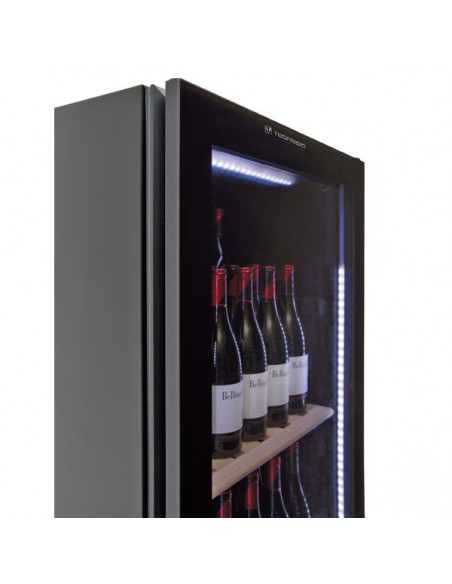 Frigorifero Vino Verticale 6 Ripiani Legno Colore Nero e Luce Led