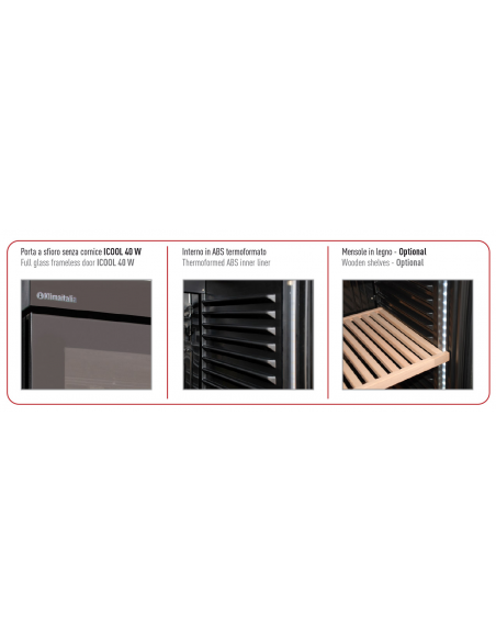 Frigorifero Vino Nero Porta Vetro Senza Cornice - ICOOL40W