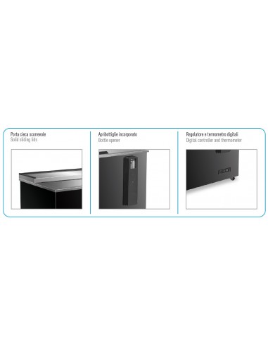 Pozzetto Frigo Bevande Nero - Porta Scorrevole - 279 Lt - BTG90