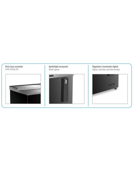 Pozzetto Frigo Bevande Nero - Porta Scorrevole - 279 Lt - BTG90