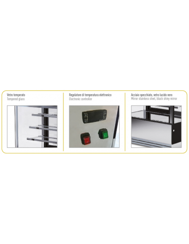 Vetrina Pasticceria Ventilata 4 Lati Vetro - 555 Lt - DELUXE122PSV