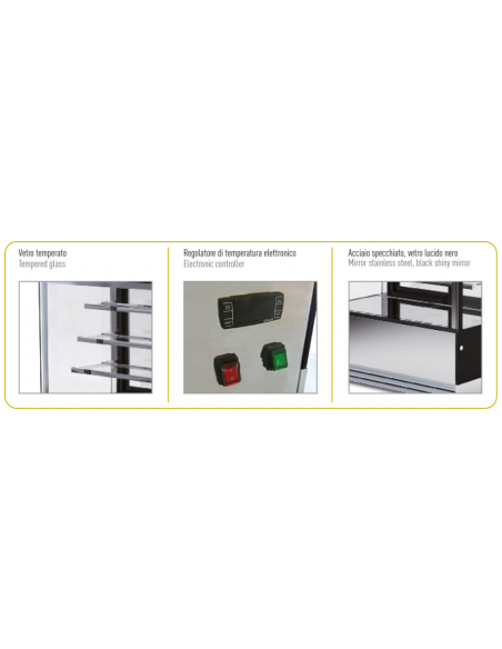 Vetrina Pasticceria Ventilata 4 Lati Vetro - 555 Lt - DELUXE122PSV