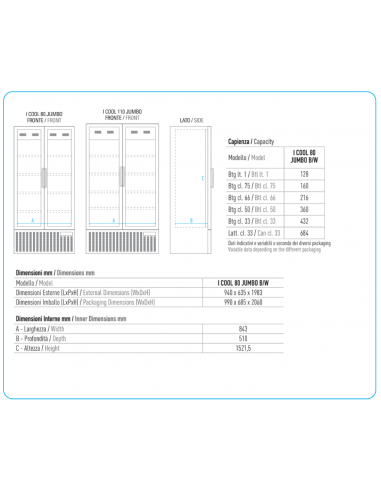 Frigorifero Bevande Nero 2 Porte Vetro - ICOOL110Black