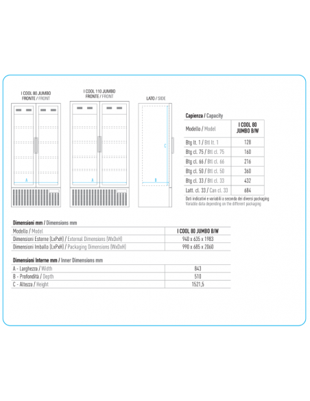 Frigorifero Bevande Nero 2 Porte Vetro - ICOOL110Black