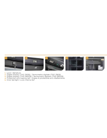 Congelatore Verticale Nero con Display - Porta Vetro - TNG390CB