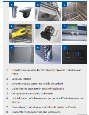 Armadio Frigo Acciaio Inox GN 2/1 Refrigerazione Ventilata - CR7