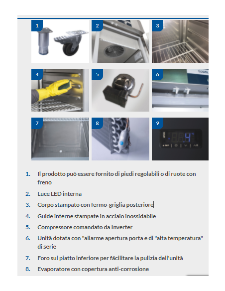 Armadio Frigo Acciaio Inox GN 2/1 Refrigerazione Ventilata - CR7
