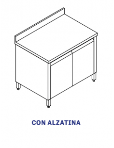 Tavolo Armadiato Inox - Porte Battenti - cm 120x70x85/90h - TABE12/7