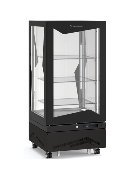 Vetrina Pasticceria Ventilata Nera 4 Lati Vetri Temperati 3 Ripiani
