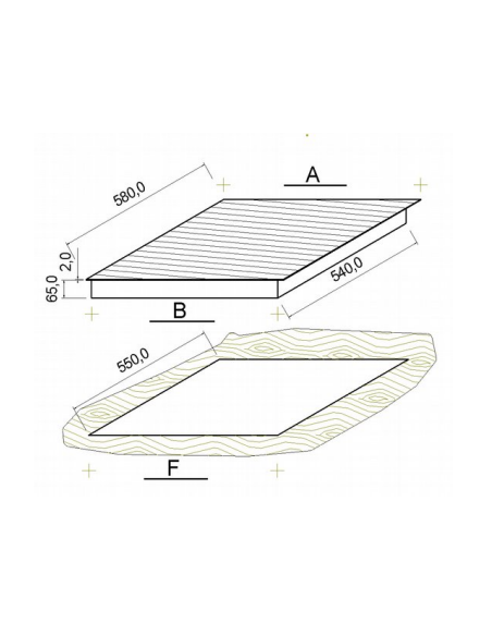 Piano Riscaldato da Incasso per 2GN 1/1 Dimensione 697x587x80h mm