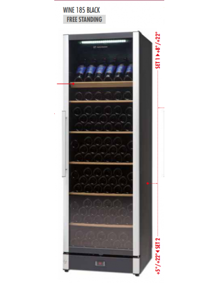 Frigo per Vino Doppia Temperatura Vetro Fumè - WINE185BLACK