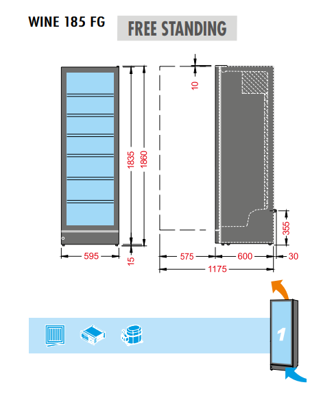 Cantina Vino Verticale 6 Mensole in Legno Dimensione 595x630x1860 mm