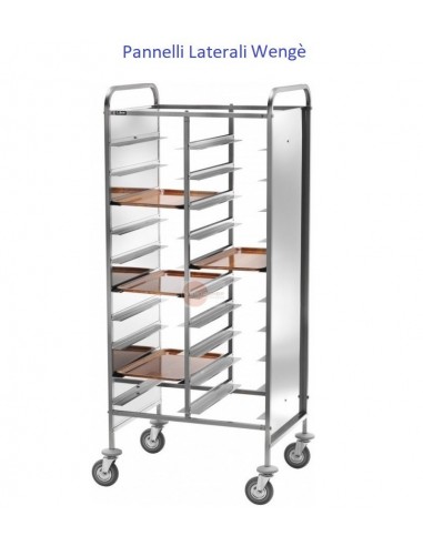 Carrello Portavassoi Pannello Laterale Wengè - 20 Vassoi - CA1460PW
