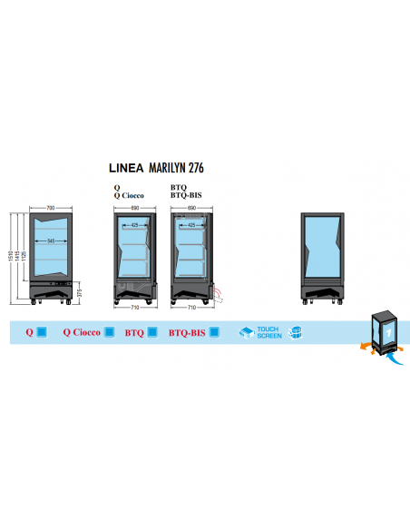 Vetrina Refrigerata Ventilata per Cioccolatini 3 Ripiani in Vetro