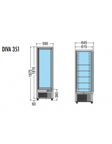 Vetrina Ventilata per Pasticceria 4 Lati Espositivi - DIVA351G