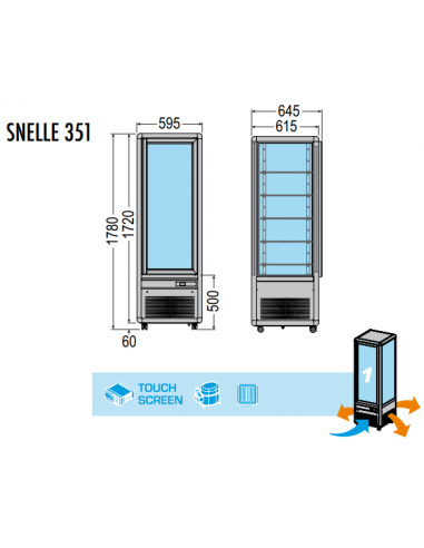 Frigo Vetrina Pasticceria Ventilata con Griglie - SNELLE351G