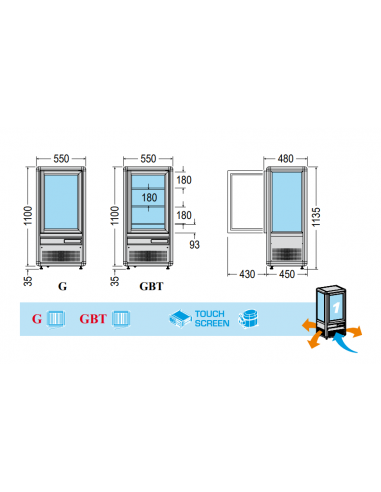 Vetrina Refrigerata Pasticceria Ventilata 3 Griglie - SNELLE121G