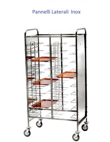 Carrello Portavassoi Universali - Pannelli Inox - 20 Vassoi - CA1465PI