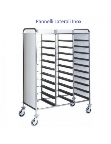 Carrello Porta vassoi - Pannello Laterale Inox - 30 Vassoi - CA1470PI