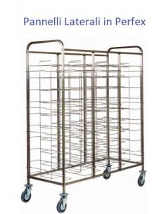 Carrello Portavassoi Pannelli Laterali Bianchi 30 Vassoi Mod. CA1475P