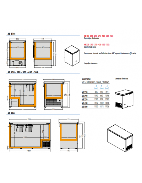 Congelatore a Pozzetto Bianco 2 Cesti Capacità 349 Lt Porta Battente