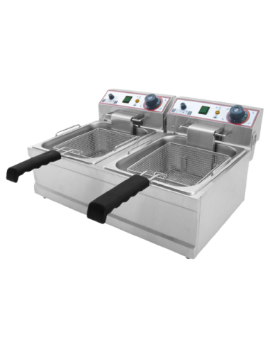Friggitrice Elettrica FB6+6 2 Vasche Capacità Olio 2x6 Lt
