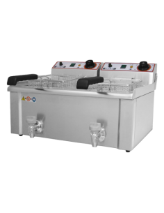 Friggitrice Elettrica Rubinetto 2 Vasche Capacità Olio 2x7 Lt - FBR7+7