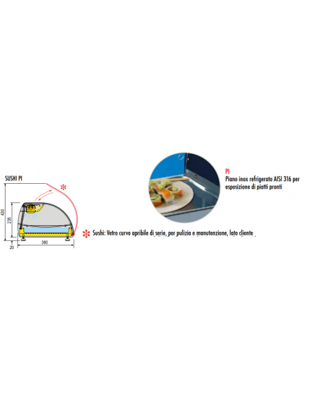 Vetrina Sushi - Piano Inox Refrigerato 1060x325 mm - SUSHI6PI