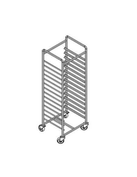 Carrello Inox Portateglie Capacità 15 Teglie 60x80 Dimensioni 650x830x1600h mm