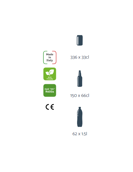 Frigorifero Verticale per Bevande Capacità 313 Lt - Led - FV300S