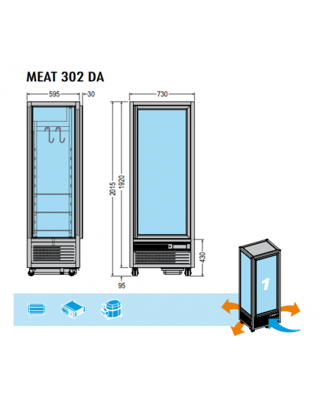 Frigo Vetrina Verticale  MEAT302DA per Frollatura Carne