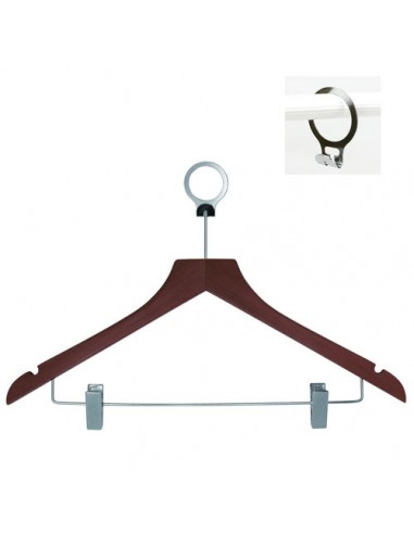 Gruccia Legno 100 Pezzi - Pinza Porta Pantalone - Finitura Noce - GRAP1