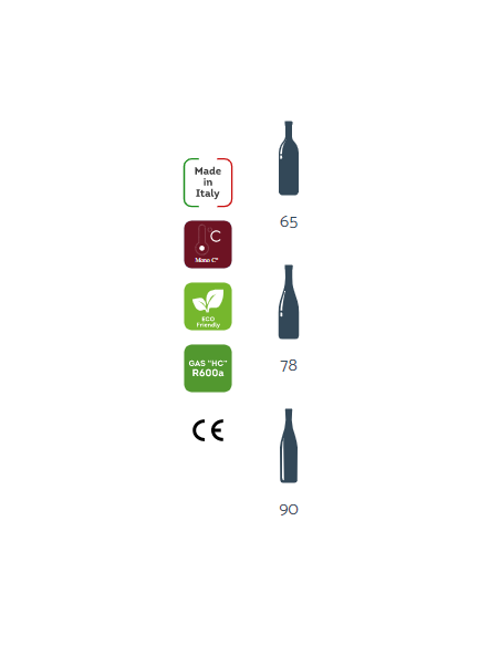 Frigorifero Verticale Vino in Legno 4 Griglie Dimensione 640x613x1885h mm