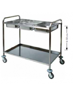 Carrello Inox Porta Bacinelle - Capacità 2 x GN 1/1 - CA1386