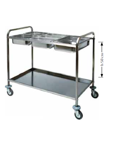 Carrello di Servizio Inox Porta Bacinelle Gastronorm GN - CA1386