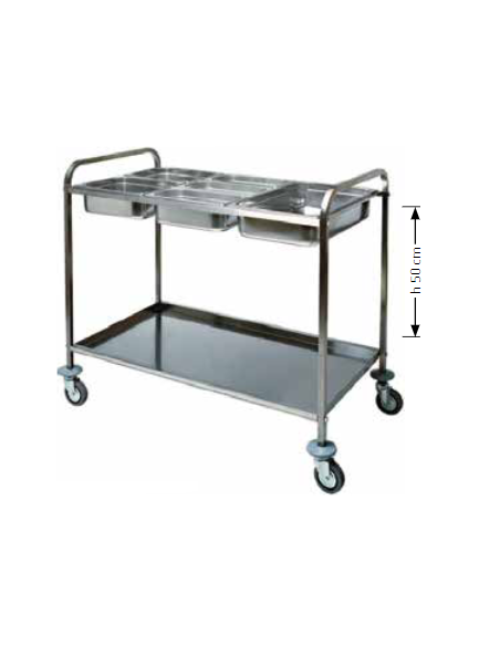 Carrello di Servizio Inox Porta Bacinelle Gastronorm GN - CA1386