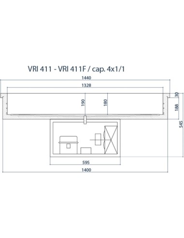 Vasca Refrigerata da Incasso Acciaio Inox 4xGN 1/1 Altezza 150 mm