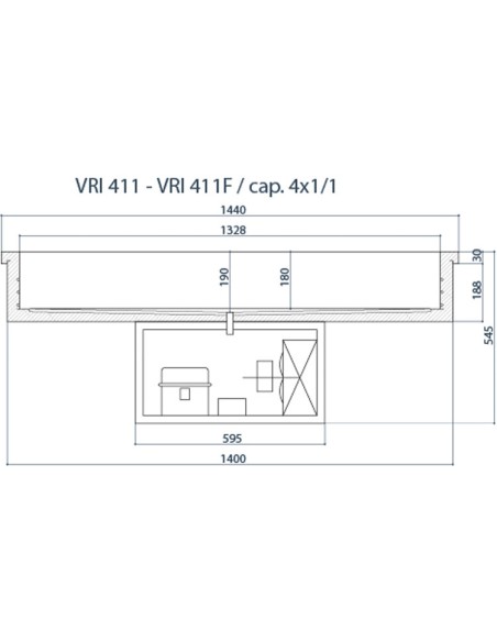 Vasca Refrigerata da Incasso Acciaio Inox 4xGN 1/1 Altezza 150 mm