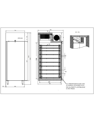 Congelatore Pasticceria Verticale Ventilato Acciaio 304 - G-PA800BT