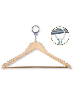 Gruccia Legno Hotel 100 Pz Anello Antifurto Finitura Acero - GRA