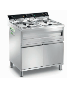 Friggitrice Elettrica su Mobile Doppia Vasca Olio 12 Lt - MFR212M