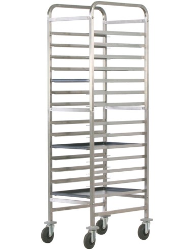 Carrello Inox Portateglie 60x40 - Capacità 14 Teglie - CA1492R