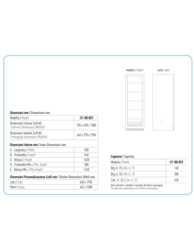 Frigo Vetrina Verticale Nero per Bevande - CV180BEV