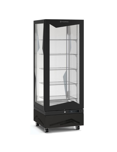 Vetrina Frigo Pasticceria Nera 5 Ripiani Vetro Capacità 450 Lt