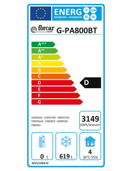 Congelatore Pasticceria Verticale Ventilato Acciaio 304 - G-PA800BT