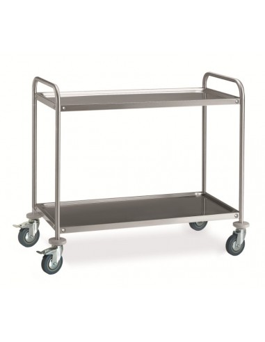 Carrello di Servizio Acciaio Inox - 2 Ripiani - Dim: 100x50 cm - CR215VH