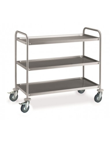 Carrello di Servizio Acciaio Inox - 3 Ripiani cm 80x50 - CR385VH